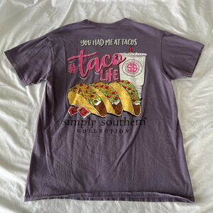 Simply Southern Taco Life Graphic Tshirt Purple, Medium